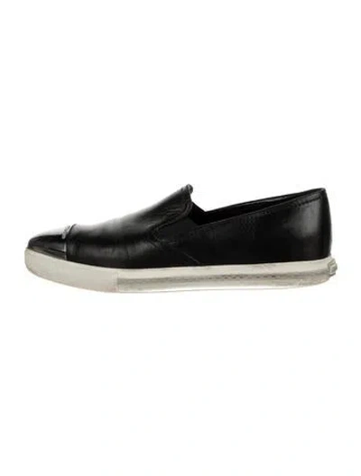 Pre-owned Miu Miu Leather Flats In Black