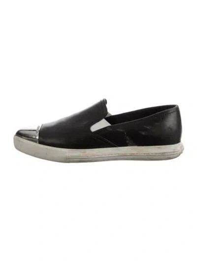 Pre-owned Miu Miu Leather Flats In Black