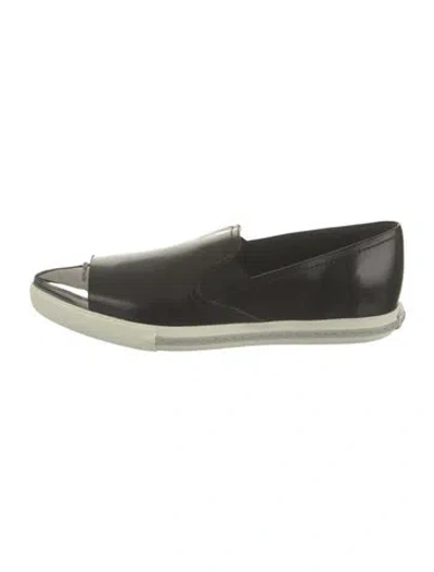 Pre-owned Miu Miu Leather Flats In Black/silver/white