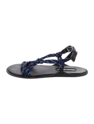 Pre-owned Miu Miu Leather Flats In Blue