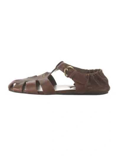 Pre-owned Miu Miu Leather Flats In Brown