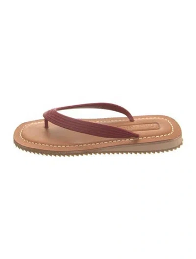 Pre-owned Miu Miu Leather Flip Flops In Neutrals