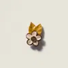 Miu Miu Leather Floral Brooch In Neutral