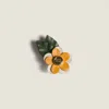Miu Miu Leather Floral Brooch In Neutral