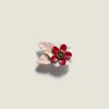 Miu Miu Leather Floral Brooch In Red