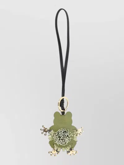 Miu Miu Leather Frog Keyring In Multi