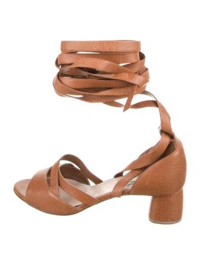 Pre-owned Miu Miu Leather Gladiator Sandals In Brown
