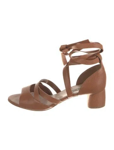 Pre-owned Miu Miu Leather Gladiator Sandals In Brown