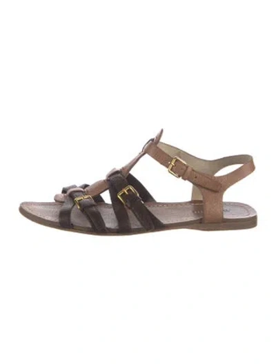 Pre-owned Miu Miu Leather Gladiator Sandals In Brown