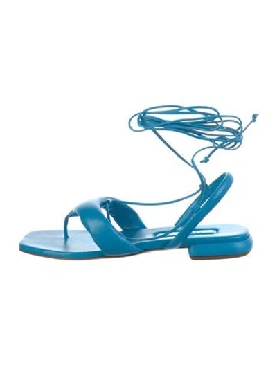 Pre-owned Miu Miu Leather Gladiator Sandals W/ Tags In Blue