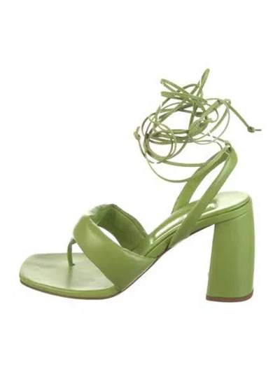 Pre-owned Miu Miu Leather Gladiator Sandals W/ Tags In Green
