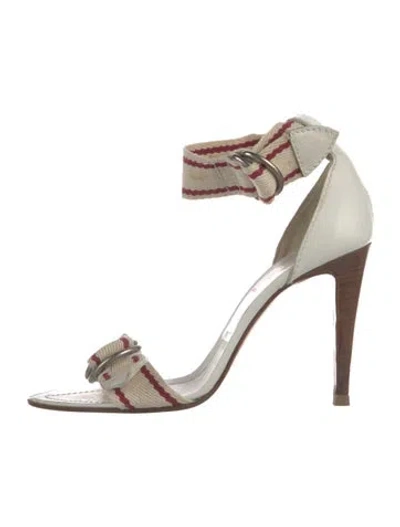 Pre-owned Miu Miu Leather Gladiator Sandals In White