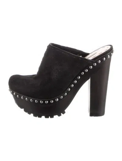Pre-owned Miu Miu Leather Glitter Accents Mules In Black