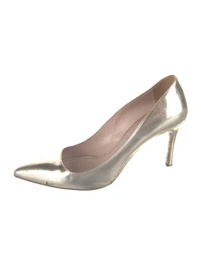 Pre-owned Miu Miu Leather Glitter Accents Pumps In Gold/metallic