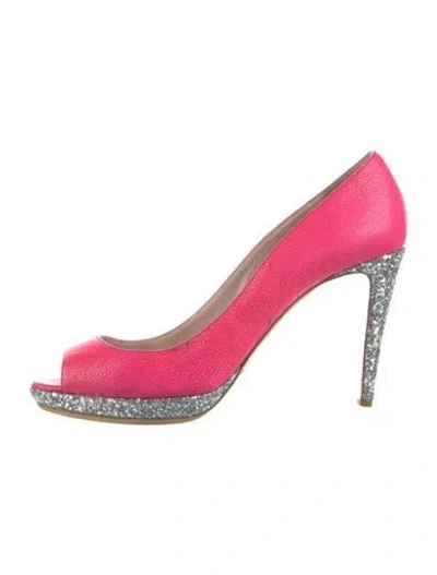 Pre-owned Miu Miu Leather Glitter Accents Pumps In Pink