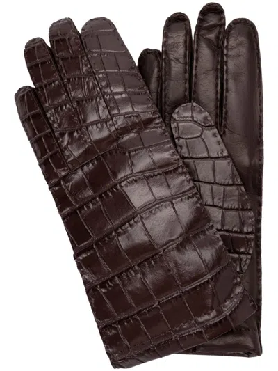 Miu Miu Nappa Leather Gloves In Brown