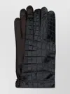 Miu Miu Leather Gloves With Crocodile Texture Finish
