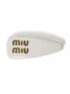 Miu Miu Leather Hair Clip In White