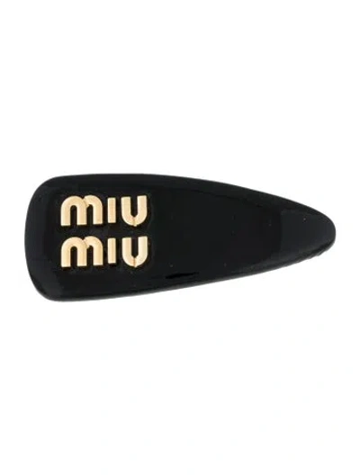 Pre-owned Miu Miu Leather Hair Clip W/tags In Black