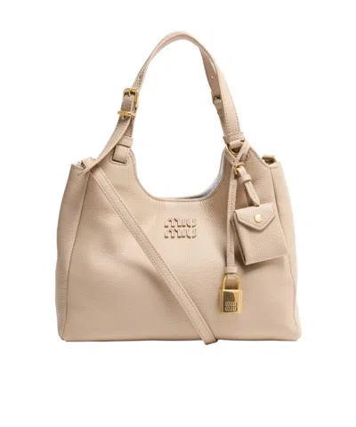 Miu Miu Leather Handbag In Brown
