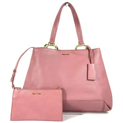 Pre-owned Miu Miu Leather Handbag Shoulder Bag Tote Bag () In Pink