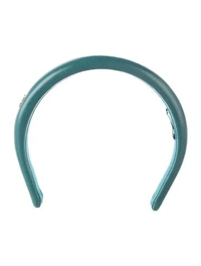 Pre-owned Miu Miu Leather Headband In Green