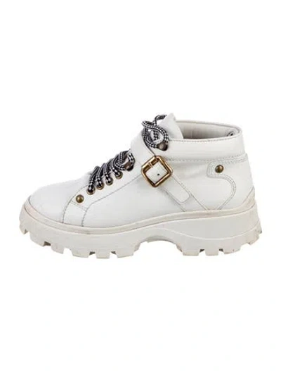 Pre-owned Miu Miu Leather Hiking Boots In White