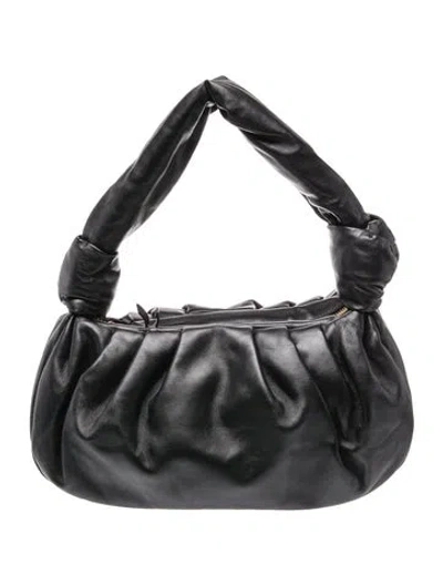 Pre-owned Miu Miu Leather Hobo In Black