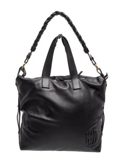 Pre-owned Miu Miu Leather Hobo In Black
