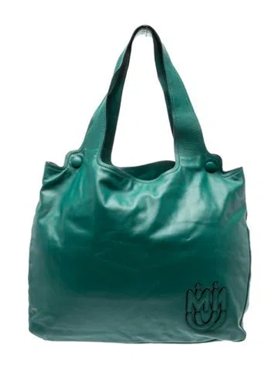Pre-owned Miu Miu Leather Hobo In Green