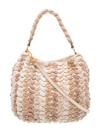 Pre-owned Miu Miu Leather Hobo In Neutral