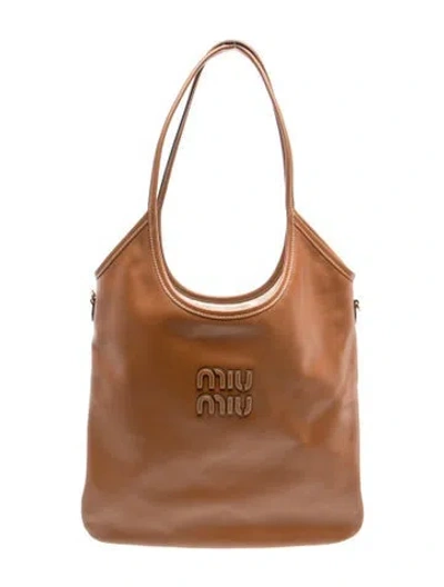 Pre-owned Miu Miu Leather Ivy In Brown
