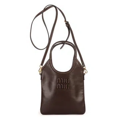 Pre-owned Miu Miu Leather Ivy Tote In Brown