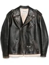 Miu Miu Long-sleeved Leather Jacket In Black