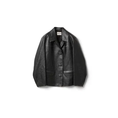 Miu Miu Leather Jacket In Black