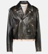 Miu Miu Long-sleeved Leather Jacket In Schwarz