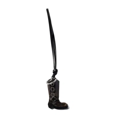 Miu Miu Leather Key Ring Trick In Black