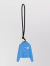 Miu Miu Leather Keyring With Button And Strap Handle In Black