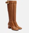 Miu Miu Leather Knee-high Boots In Brown