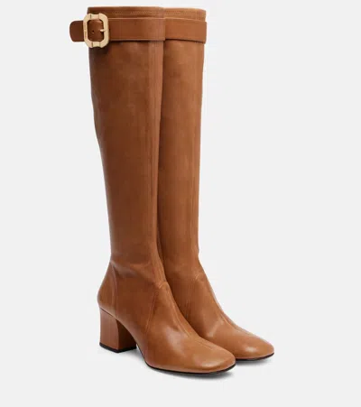 Miu Miu Leather Knee-high Boots In Brown