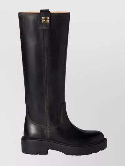 MIU MIU LEATHER KNEE-HIGH BOOTS CHUNKY SOLE