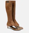Miu Miu Lambskin Thong Knee Boots In Sesamo