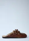 Miu Miu Leather Lace-up Mules In Brown