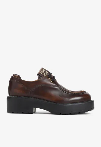 MIU MIU LEATHER LACE-UP SHOES