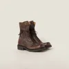 Miu Miu Leather Laced Booties In Cocoa Brown