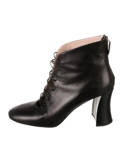 Pre-owned Miu Miu Leather Lace-up Boots In Black