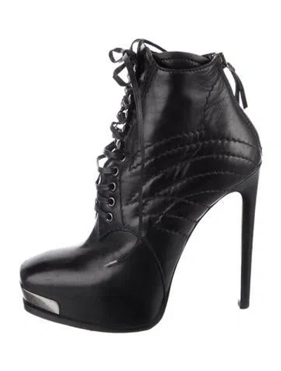 Pre-owned Miu Miu Leather Lace-up Boots In Black