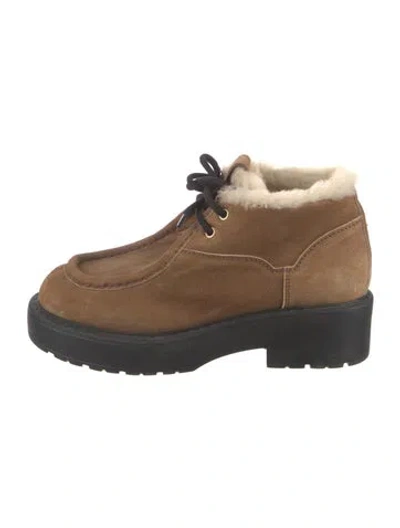 Pre-owned Miu Miu Leather Lace-up Boots In Brown