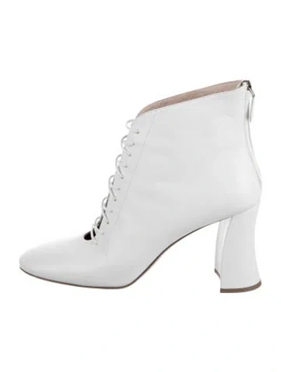 Pre-owned Miu Miu Leather Lace-up Boots In White