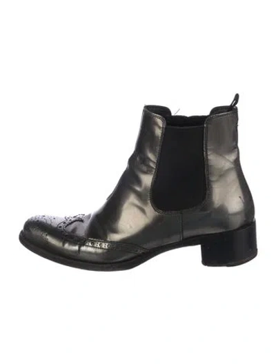 Pre-owned Miu Miu Leather Lasercut Accents Chelsea Boots In Multi